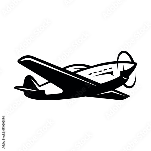 Vintage biplane silhouette illustration