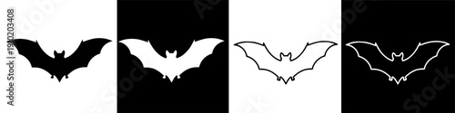 Graphic Bat Silhouette Flying Against Dark Background for Nocturnal Animal Theme