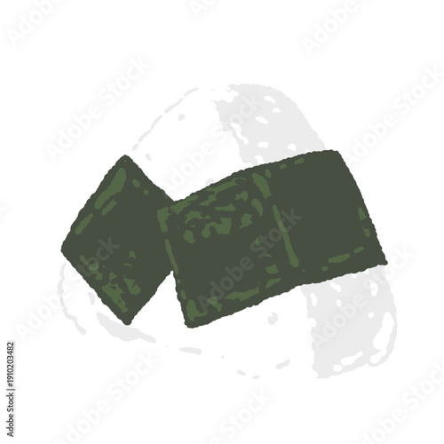 Single Triangle Onigiri with Nori Seaweed Japanese Food Art