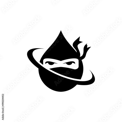 Ninja Character Illustration with Masked Face.