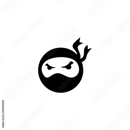 Ninja Character Illustration with Angry Face.