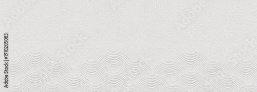 日本の伝統文様デザイン。青海波のエンボスが浮かび上がるシンプルな和風背景（ベクター・イラスト）