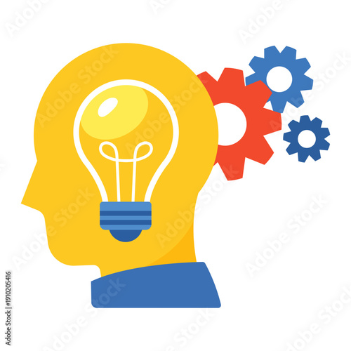 Corporate Innovation Idea and Business Strategy Creative Solution Icon Illustration
