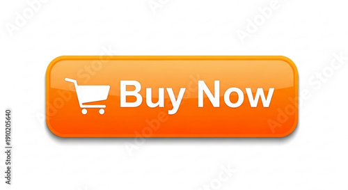 Orange buy now button with shopping cart icon on white background e commerce call to action