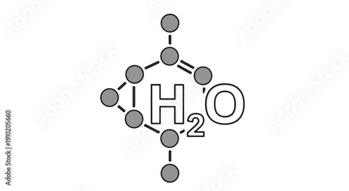 Water molecular structure with hydrogen and oxygen atoms in a chemical compound