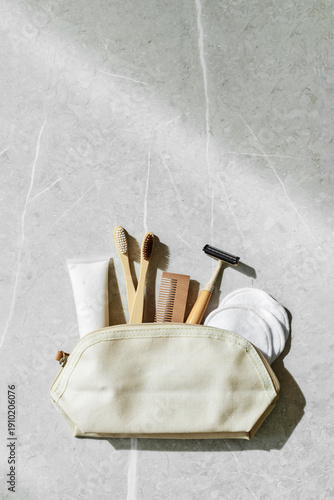 Fotografija Minimal aesthetic lifestyle, Eco-Friendly Personal Care Products, natural Travel
