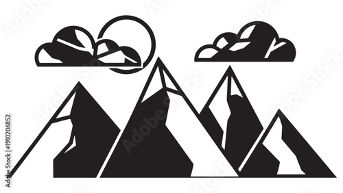 Minimalist Mountain Range and Peaks Vector Set for Outdoor Adventure Branding, Travel Posters and Landscape Design Assets