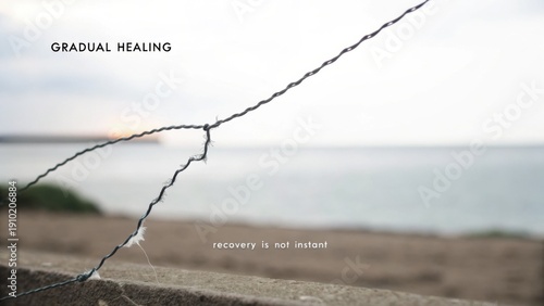 Broken wire slowly reconnecting, symbolizing healing and recovery
