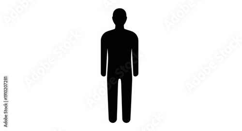Human silhouette standing upright with arms at sides.