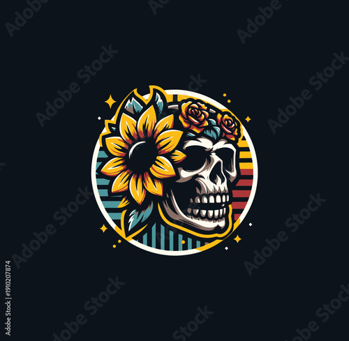 vector illustration of a skull flower