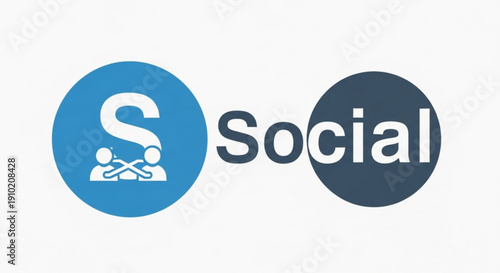 Social media logo with people icon in blue and dark blue circles on white background