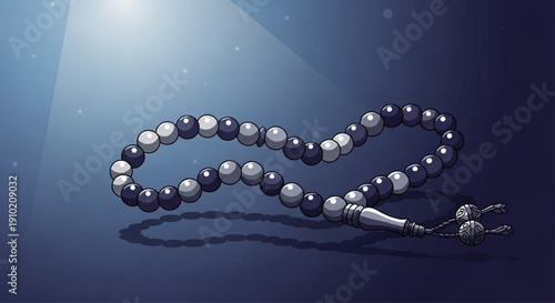 Glowing prayer beads tasbih at night
