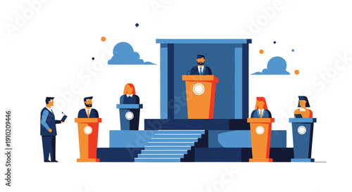 Debate Competition with Speakers on Stage.