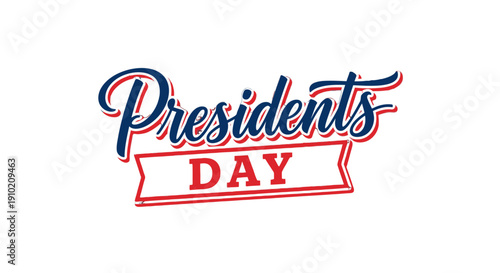 Presidents Day banner with elegant typography and patriotic colors.