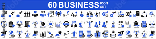 Business icon set vector for corporate themes. Symbolizes management, finance, and office tasks. Ideal for company websites and professional presentations.