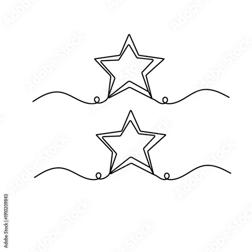 Star continuous one-line drawing on a white background, minimalist outline vector illustration
