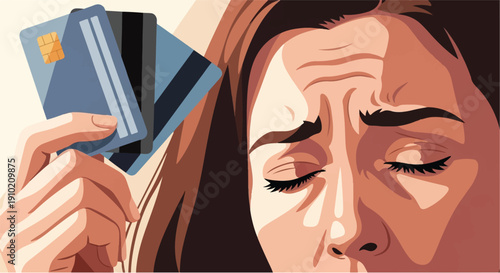 Financial stress and worry over credit cards, illustrating the burden of debt and economic anxiety