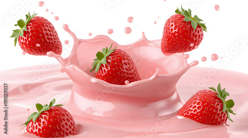Ultra Realistic Strawberry Milk Splash