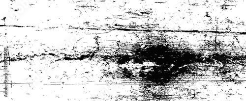 Abstract horizontal distressed wood grain texture grunge overlay vector black and white background