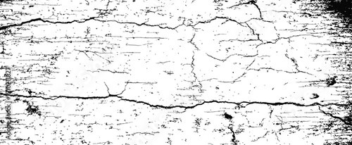Black and white distressed cracked grunge vector texture overlay background