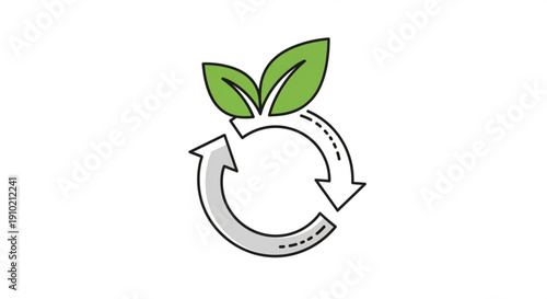 Eco friendly recycling symbol with green leaves representing sustainability and environmental conservation