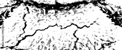 High Contrast Monochrome Grungy Vector Background with Fissure Line