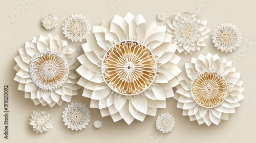White Decorative Floral Mandala Wall Art