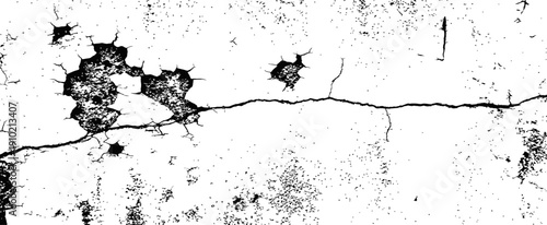 Black and White Cracked Grunge Texture Overlay Vector Rough Distressed Surface Background Grungy Wall Effect