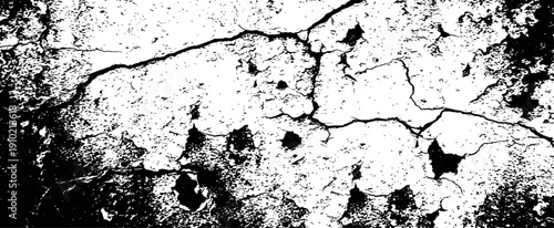 Extreme grunge texture vector overlay distressed cracked wall surface peeling paint black and white background illustration