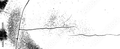 Black and White Grungy Wall Cracks Texture Vector Overlay Distressed Concrete Background