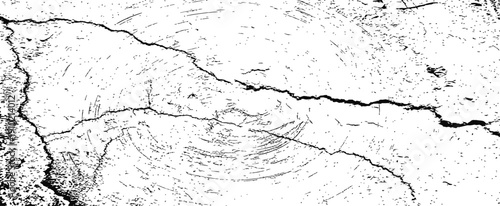 Distressed Grunge Black and White Vector Texture with Cracked Surface and Circular Scratches Overlay