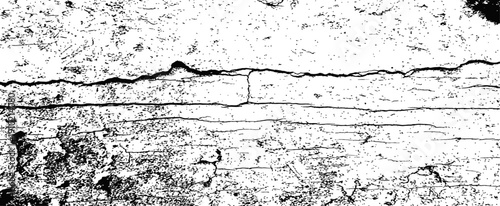 Black and White Vector Grunge Texture Overlay with Cracks and Distressed Wood Grain Pattern