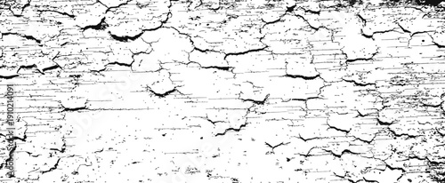 Distressed Cracked Peeling Paint Grunge Texture Vector Overlay Black and White Background