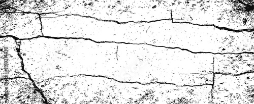 Black and White Cracked Grunge Vector Texture Overlay Background