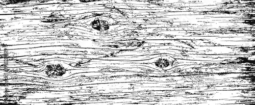 Distressed Wood Grain Texture Vector Overlay Black and White Grunge Timber Background with Knots Rustic Vintage Graphic Resource