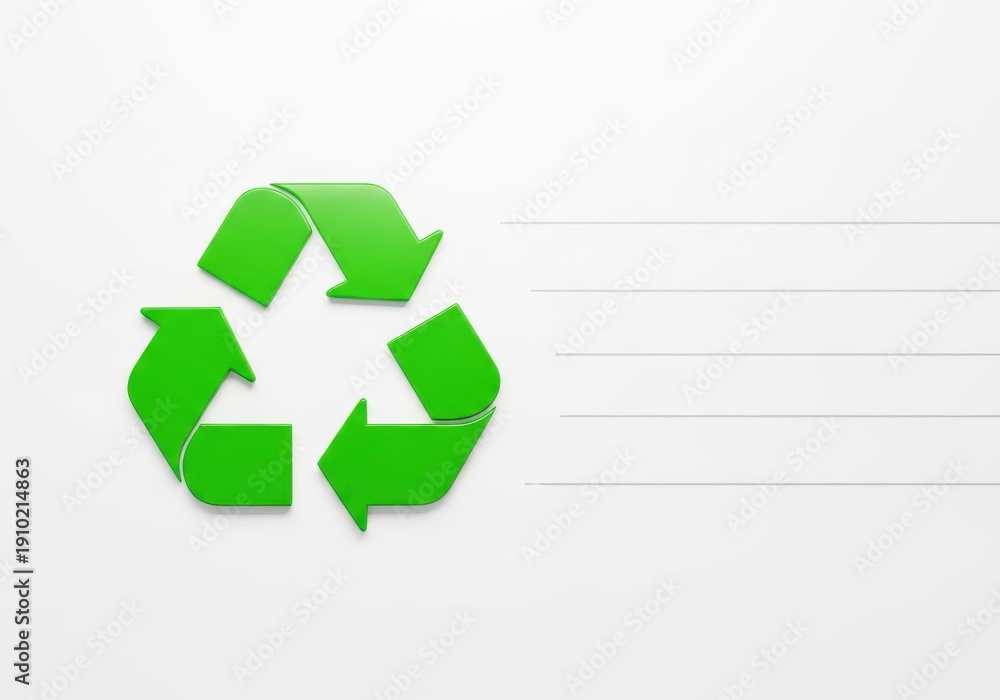 Obraz premium Bright green symbol representing environmental preservation sits beside ruled lines for text entry