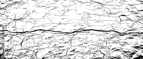 Black and White Cracked Grunge Texture Vector Overlay Distressed Rough Surface Background