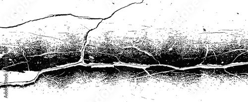 Abstract Black and White Vector Texture Overlay of Cracked Grungy Surface Distress Effect Background
