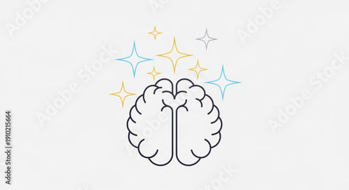 Brain with sparkling creative thoughts and ideas symbolizing innovation and inspiration