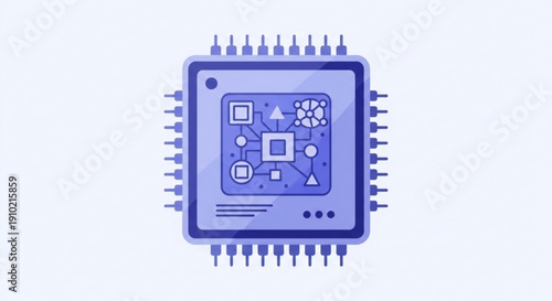 Microchip circuit board with electronic components and connections blue digital technology illustration modern processor design