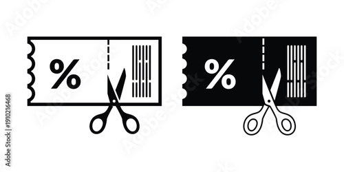 discount promotion scissor cut line icon