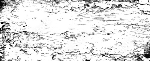 Highly Detailed Black and White Vector Grunge Texture Overlay of Peeling Paint and Cracked Weathered Wood Grain Distress Background