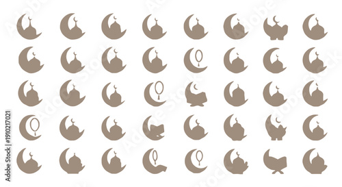 A collection of 36 brown alphabet letters in a decorative font isolated on white background