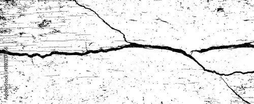 Black and white grunge texture with a prominent horizontal crack distressed overlay vector background