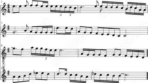 Classical music sheet with musical notes on staff detailed notation vector illustration isolated on white background composition concept