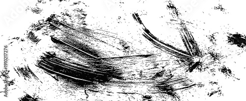 Black Grunge Brush Stroke Texture Vector Abstract Messy Paint Scratch Overlay