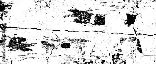 Black and White Grunge Vector Texture Overlay Distressed Wall Surface with Crack and Scratches Abstract Rough Urban Background