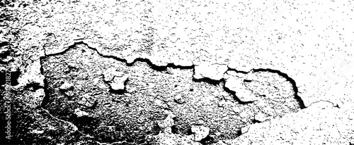 Black and White Grunge Vector Texture Peeling Paint Cracks Distress Overlay Rough Concrete Wall Background