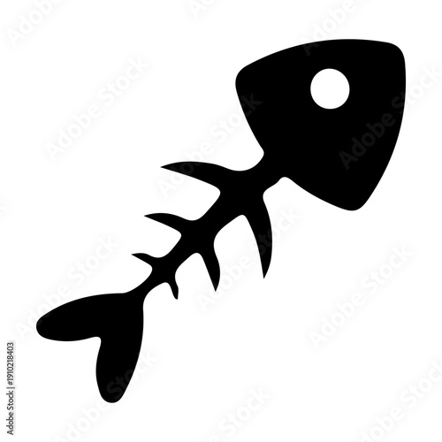 Fish skeleton black silhouette icon