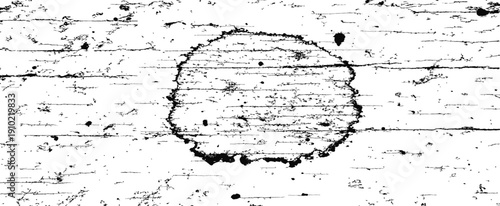 Black and White Grunge Texture Overlay with Distressed Lines and Rough Circular Ring Element Abstract Vector Background